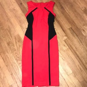 Ottoman stretch knit paneled dress zipper back